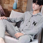 Pajamas for Men, Spring and Autumn Long-Sleeved Cardigans