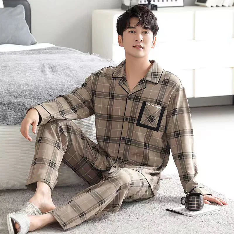 Pajamas for Men, Spring and Autumn Long-Sleeved Cardigans