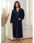 Men's Autumn/Winter New Style Comfortable Cotton Flannel Robe Luxury Open-Front Couples Robe Men's Warm Bathrobe Nightwear