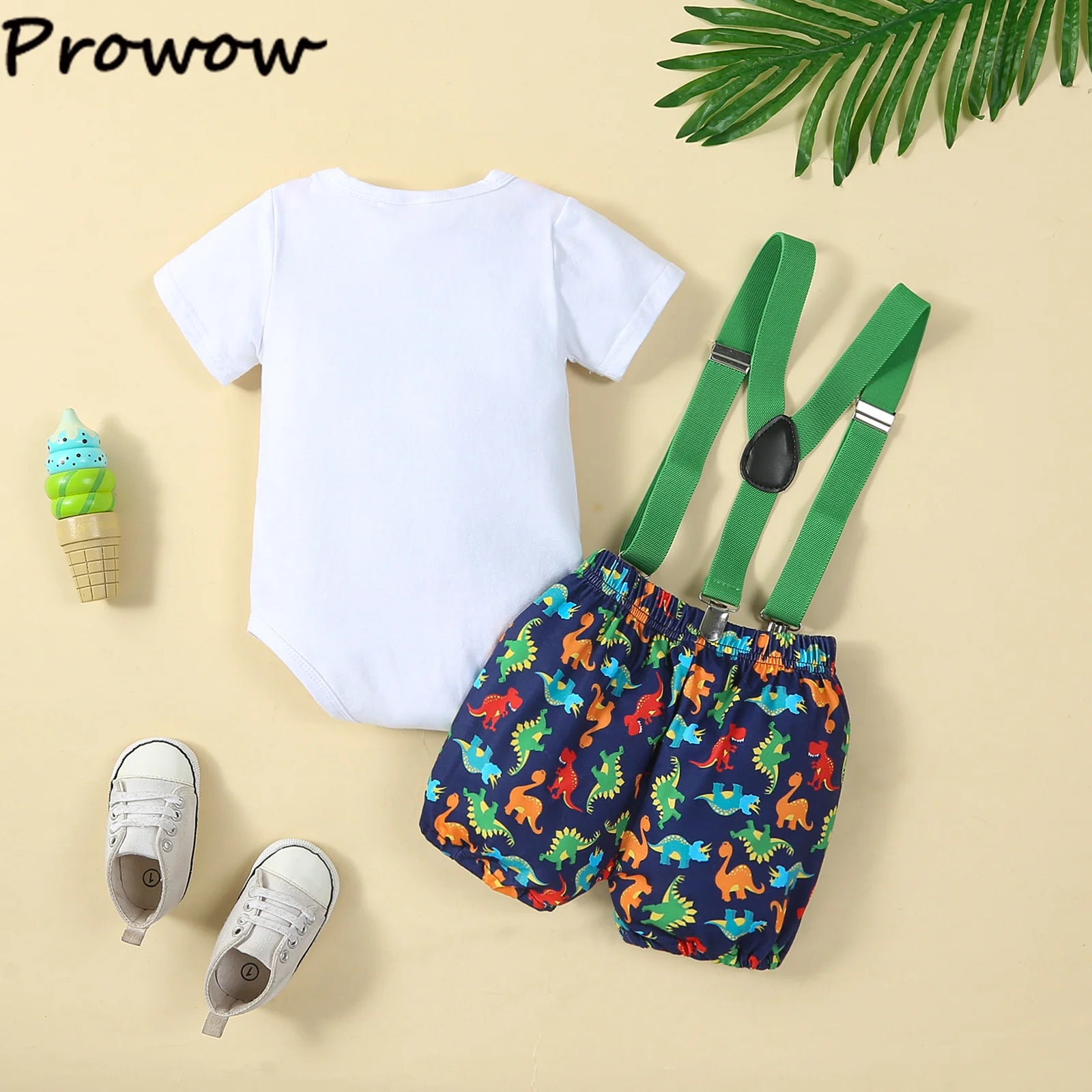 Baby Boys Birthday Outfits Sets Balloon Letter"1" Bodysuit and Y-back Suspender Shorts 1 Year Birthday Baby Cake Smash Clothes