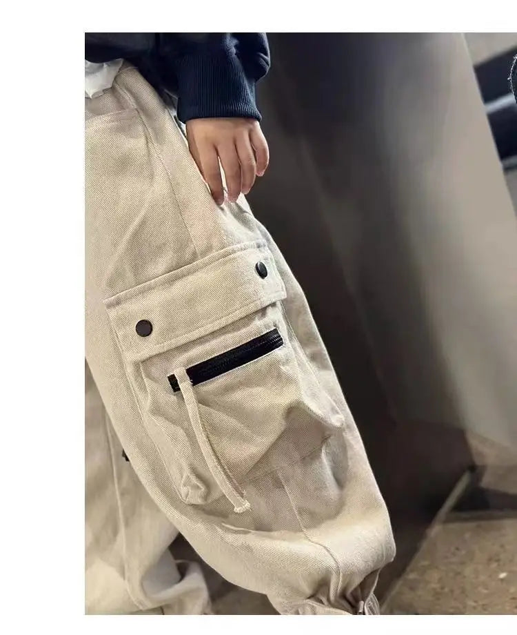 Children's Clothing Boys' Pants Children's Spring and Autumn Work Pants Boys' New Medium and Large Children's Casual Pants