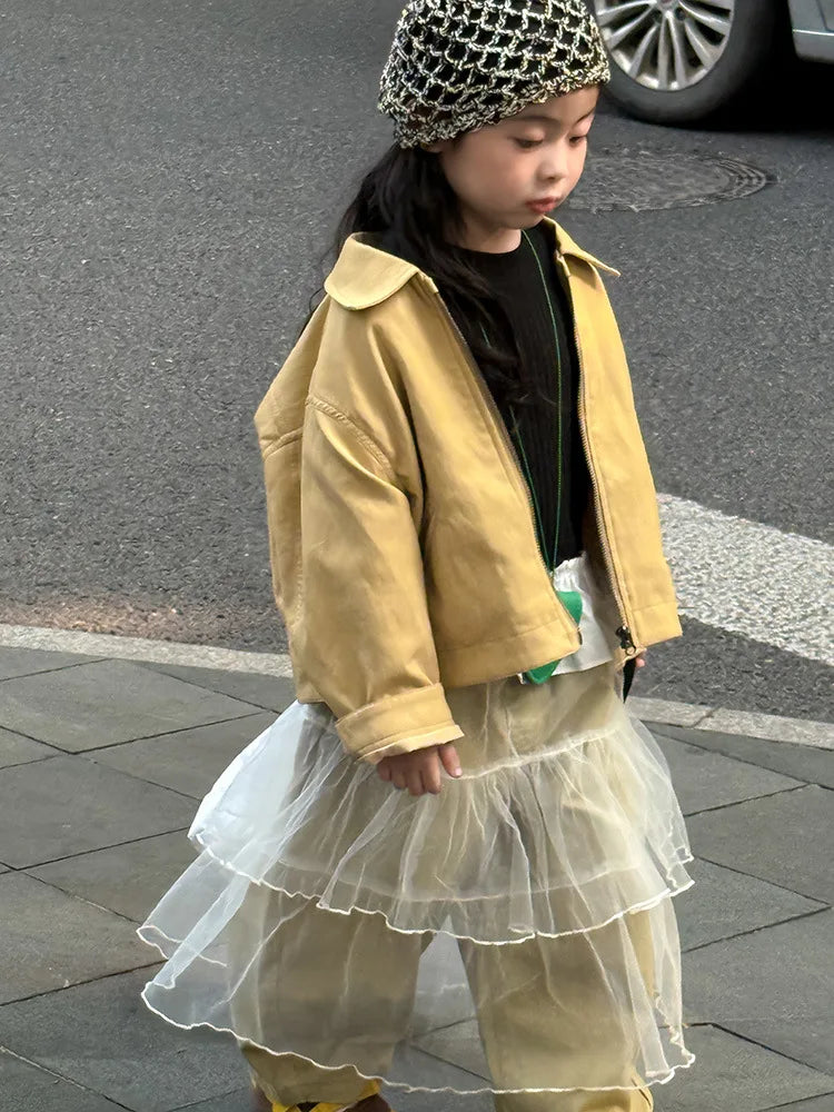 2025 Autumn New Children Long Sleeve Pu Leather Coat Fashion Girls Leather Jacket Solid Boys Lapel Zipper Jacket Kids Clothes