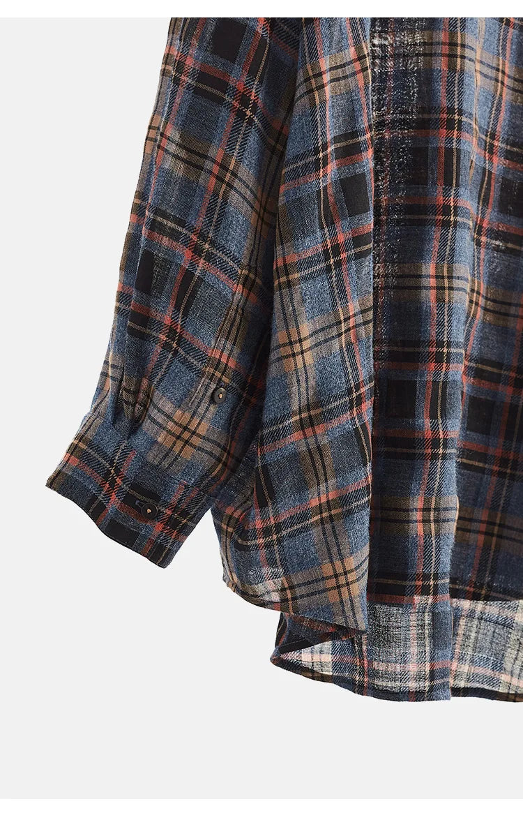High-Quality Custom-Made Fabrics, Very Limited Quantity ~ Women's Plaid Long-Sleeve Shirt with Polo Collar, Casual Slim-Fit Loose Top, New Autumn 2025 Model