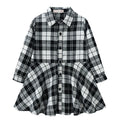 Girl's Shirt,Long Sleeve Girls Checked Dress,Fashion Sweet Teens Blouse,Lapel Letter Print Children's Plaid Tops,Princess Dress