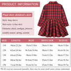 Girl's Shirt,Long Sleeve Girls Checked Dress,Fashion Sweet Teens Blouse,Lapel Letter Print Children's Plaid Tops,Princess Dress