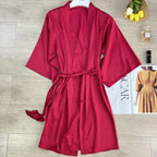 Green Robe Elegant Hem Lace Trim Bathrobe Gown Sleepwear Women Rayon Homewear Intimate Lingerie Bride Wedding Robe Loungewear