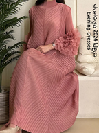YUDX Hot Sales 2024 Summer New Pleated Formal Dresses for Women Mesh Petal Sleeve Solid Evening Party Long Maxi Dresses
