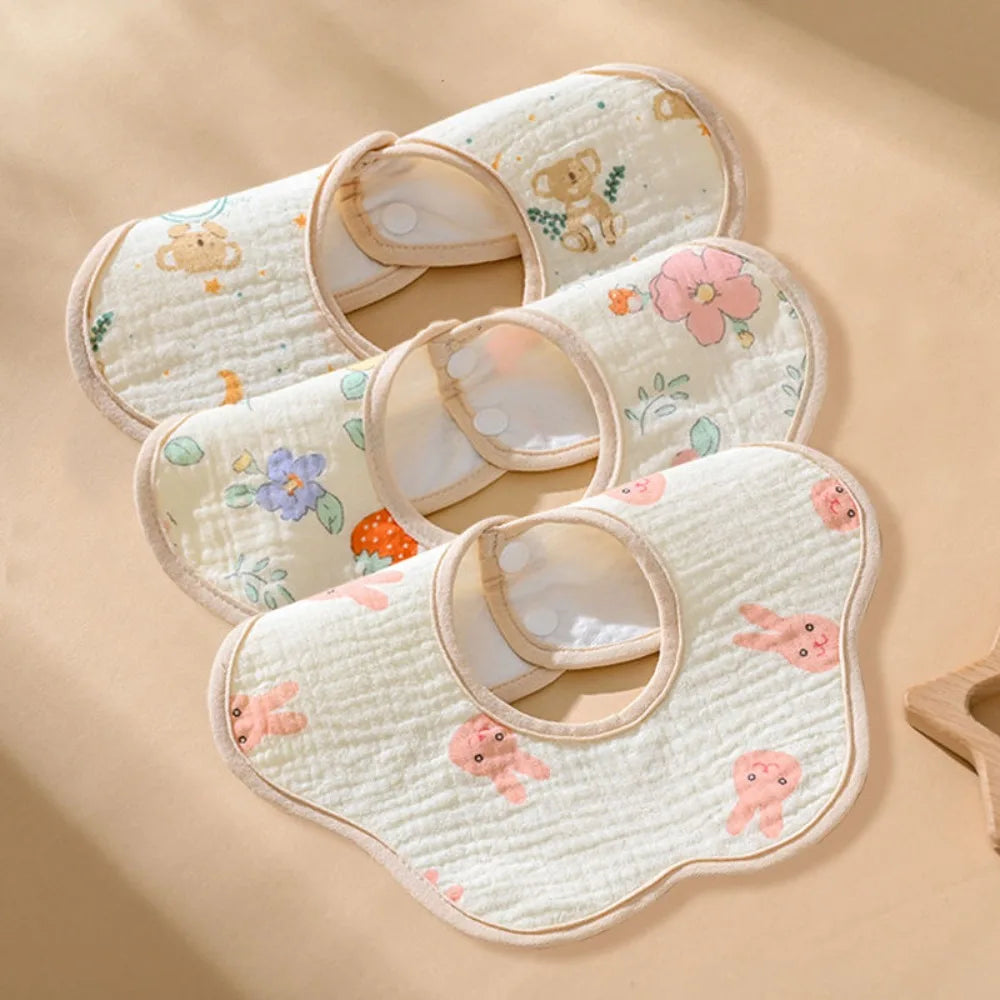 Baby saliva towel cotton bib gauze newborn waterproof spit milk rotating bib cute bib for boys and girls. baby bibs  baby stuff