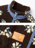 Girl's Winter Coat Floral Jacquard Lamb Fur Thickened Stylish Autumn Winter Toddler Kids Cotton Jacket