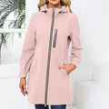 Women's Water-Repellent Hooded Windbreaker Casual Loose Solid Long Sleeve Outdoor Sports Trench Coat Spring Autumn Jacket