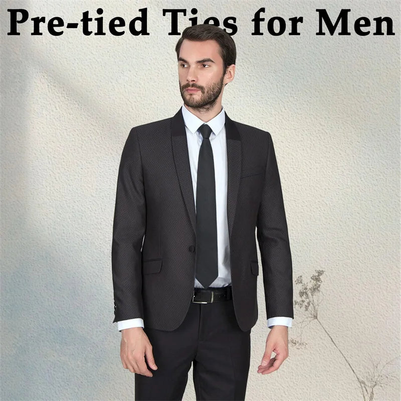 Tie For Men Formal Skinny Size Neckties Classic Men's Solid Colorful Wedding Ties Pre-tied Groom Gentleman Gift Party