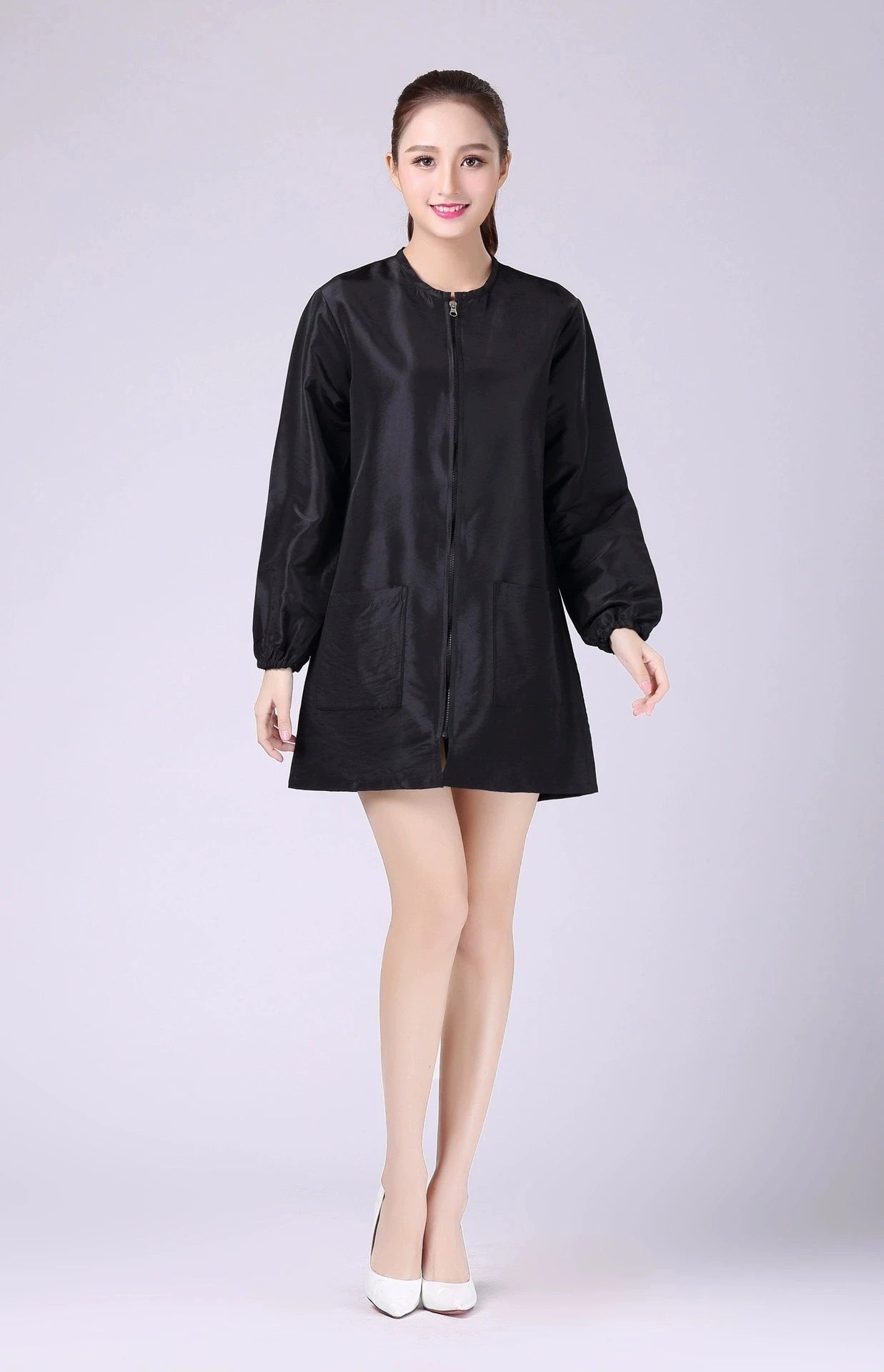 Hair Salon Work Clothes Pet Grooming Uniforms Long Sleeve Beauty Salon Smock Barber Shop Hairdresser Robe Anti Hair Gown Y1206