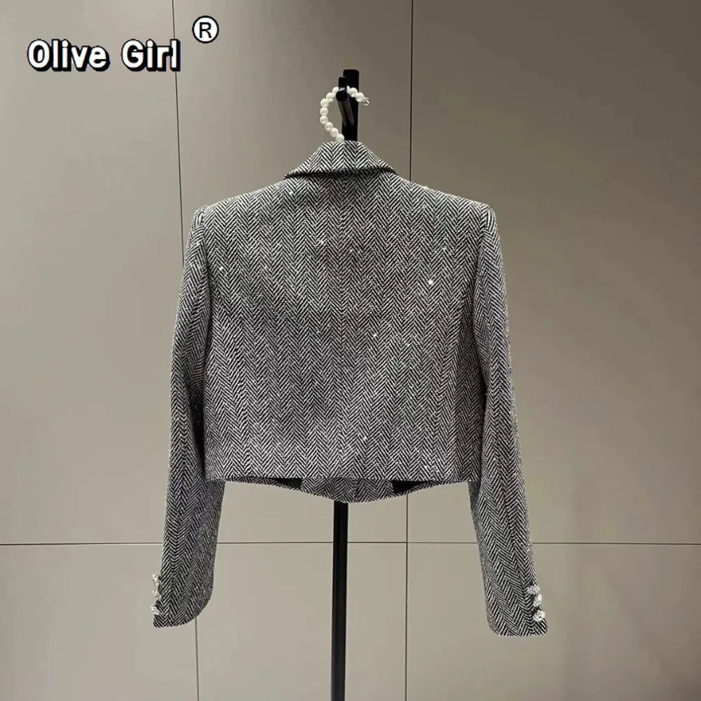 French Jacket Luxury High-end Bling Bling Coat Short Style Fragrant 2026 Spring Autumn Fashionable Long Sleeved Temperament Top