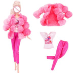 Girl Doll Clothes 3PcsPlush Coat Jacket+ Dress Skirt/ Pants Clothing for 30cm Doll Clothes Doll Accessories Girl`s Toy