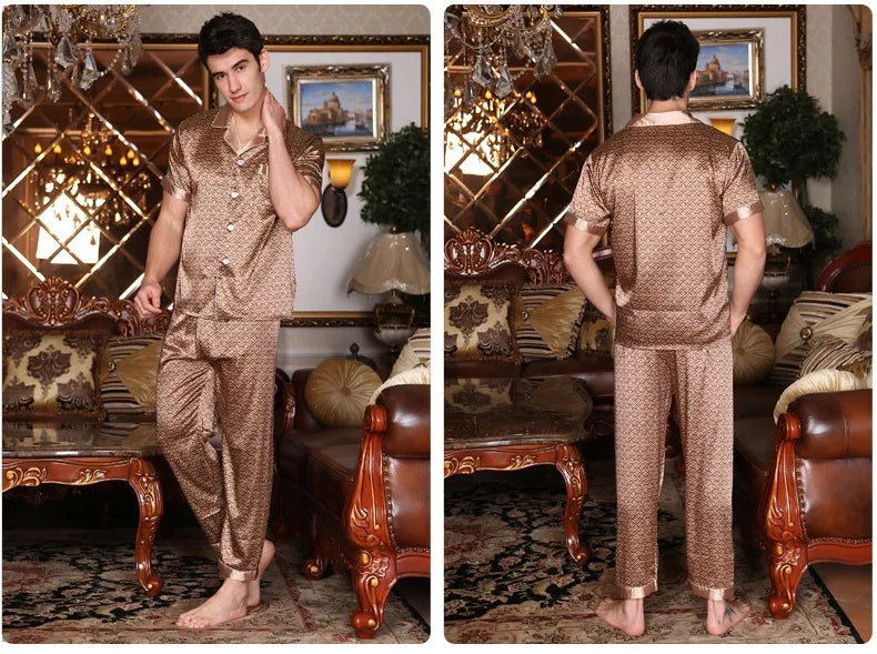 New Male Pajamas Set Homewear Print Short Sleeve