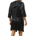 Mens Hooded Bath Robe Short Sleeve House Robe Satin Silk Lounge Bathrobes with Belt Men's Pajamas Homme Kimono Robes Sleepwear