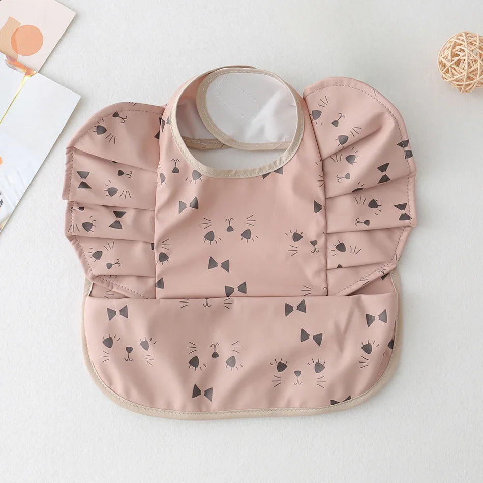 Baby Bibs INS Nordic Style Angel Feed Pocket Burp Girl Boy Infant Meals Bib Waterproof Easy Clean Cute Elephant Bibs Soft PU