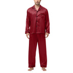 Men Pajamas Set Silk Satin Sleepwear