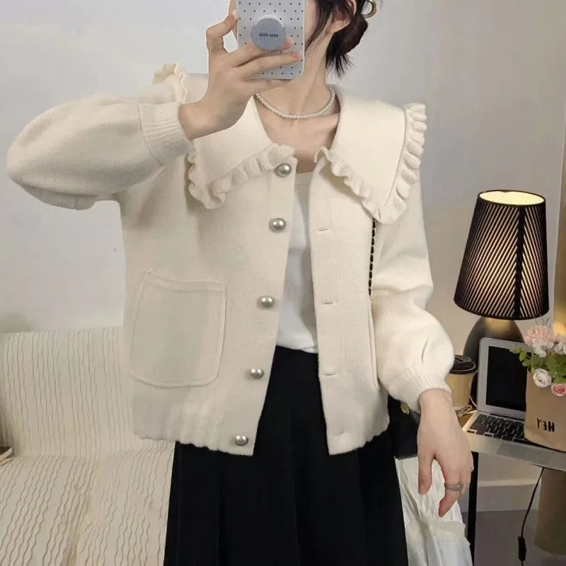 Women Jackets New Long Sleeve Doll Collar Women Jacket Black Elegant Jacket Coat Women Jaqueta Feminina Chaquetas De Mujer Q2180