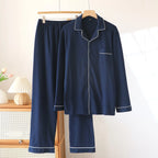 100% Cotton Men Pajamas, Thick sleepwear Long sleeved long pants for men pajamas Sleepwear 2 Piece Set Men Nightwear Loungewear