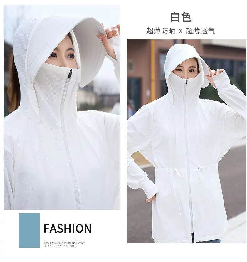 UV Protection Thin Breathable Sun-Proof  Cycling Coat Ice Silk Sunscreen Hoodies Long Sleeve Summer Ice Silk Sunscreen Clothing