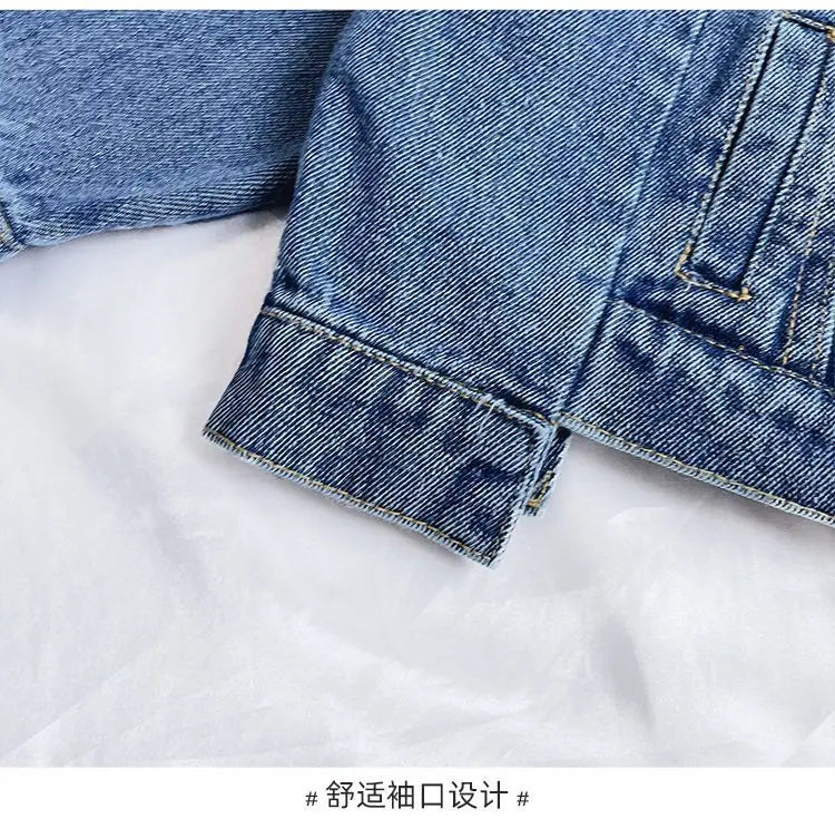 Girl Denim Jacket Spring and Autumn Children's Casual Jeans Clothes Little Girl Baby Denim Coat