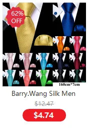 Male Luxury Neck Tie For Men Business Red Striped Silk Tie Hanky Cufflinks Set Barry.Wang Fashion Neckwear Wedding Party Casual
