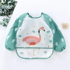 Baby Boys Girls Burp Cloth Banana Bibs for1-3Year Long Sleeve Scarf Waterproof Toddler Art Smock Feeding Bib Apron Pocket Infant