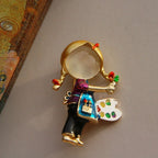 New Women Girl Enamel Opal Brooch Pin Girl Clothing Accessories