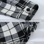 Girl's Shirt,Long Sleeve Girls Checked Dress,Fashion Sweet Teens Blouse,Lapel Letter Print Children's Plaid Tops,Princess Dress