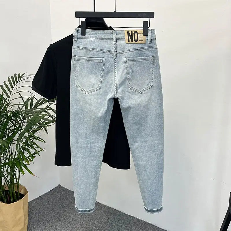 Jeans Men's Trendy Brand Light-colored Fashion Youth Casual Pant