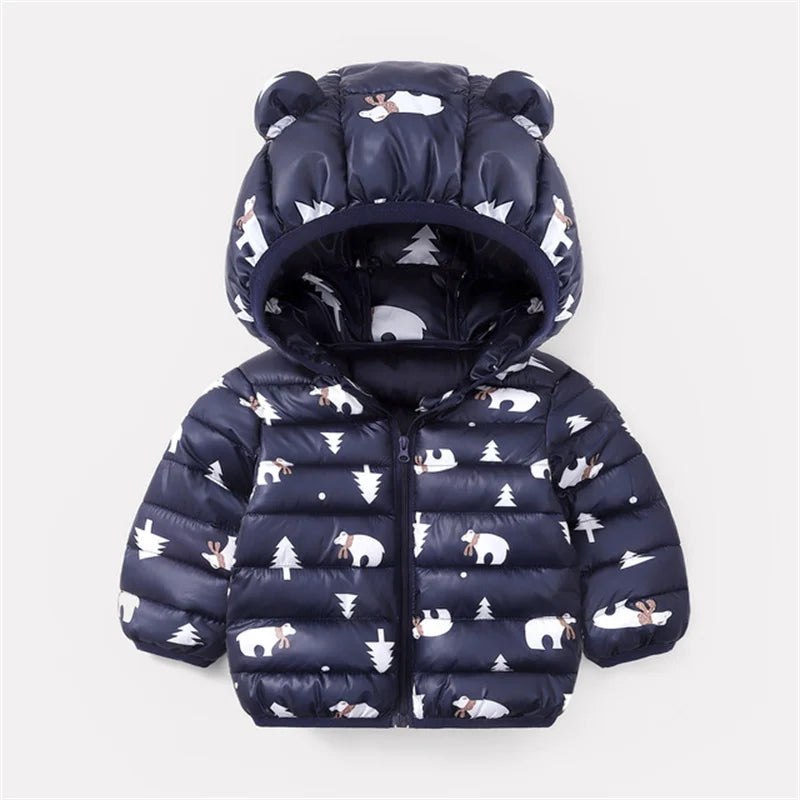 Baby Girls Hooded Down Jackets For Kids Coats Autumn Boys Cartoon Warm Jacket Coat Jacket Toddler Girl Zipper Jacket Outerwear