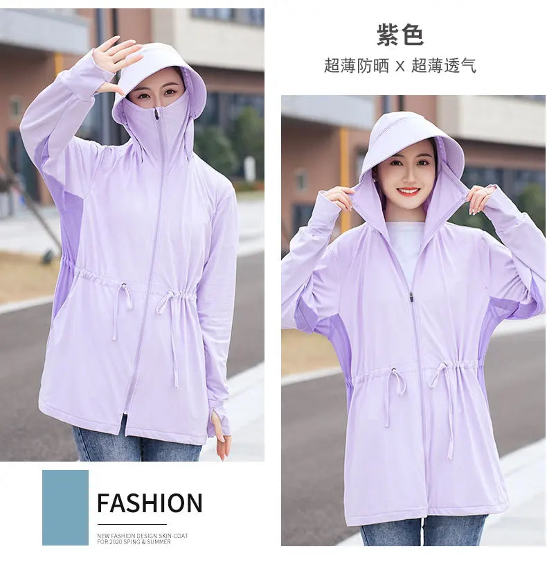 UV Protection Thin Breathable Sun-Proof  Cycling Coat Ice Silk Sunscreen Hoodies Long Sleeve Summer Ice Silk Sunscreen Clothing