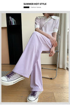 Maternity Clothings Maternity Wide Leg Pregnancy Pants Wear Trousers with Vertical Stripes Clothes for Pregnant Women