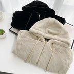 Winter Women's Casual Cotton Jacket With Hooded Artificial Fur Effect Elegant European Style Mid Age Loose Fit Coat