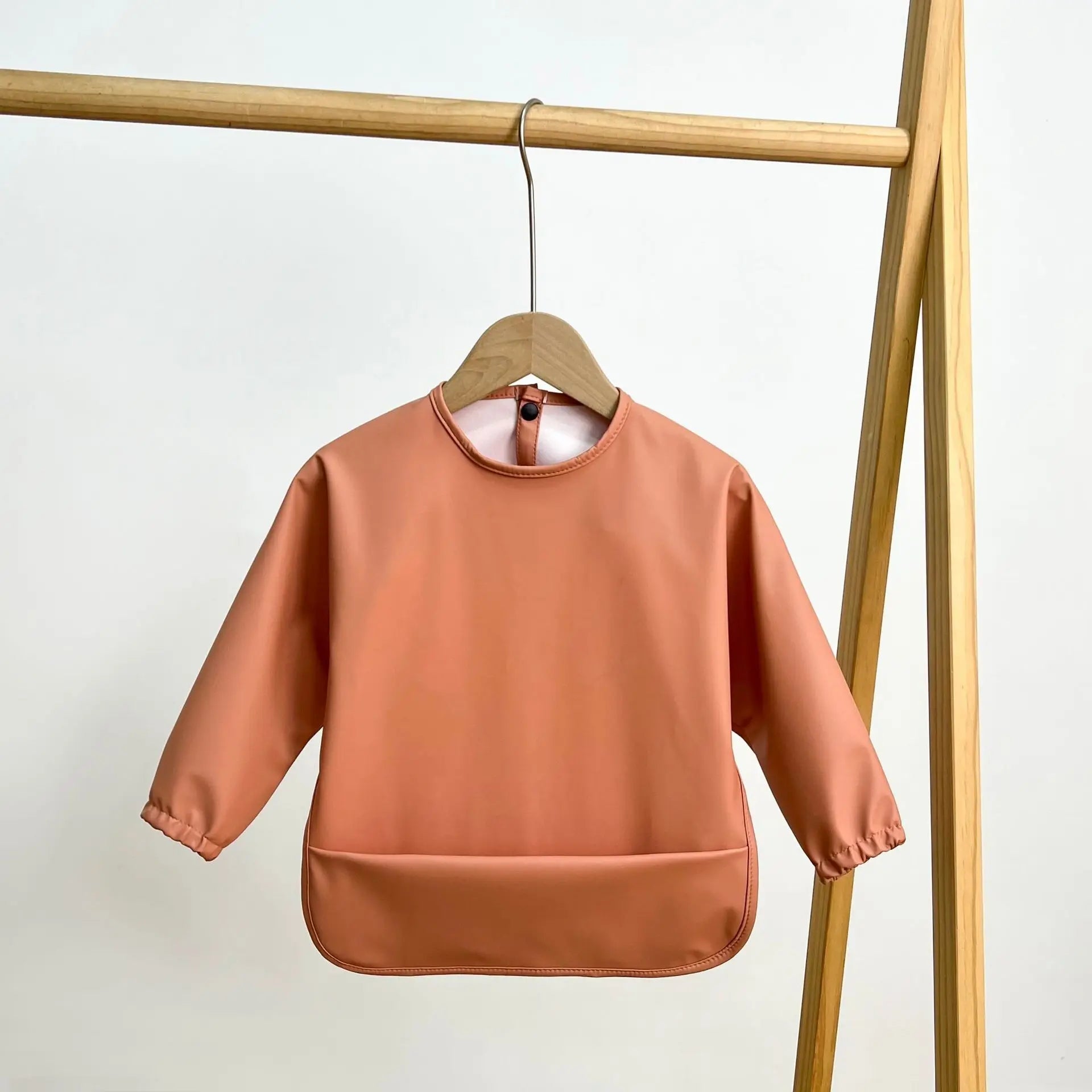 2025New Solid Color Painting Smock Baby's Soft Waterproof Long Sleeve Art Smock Feeding Bib Apron for Kids Accessories