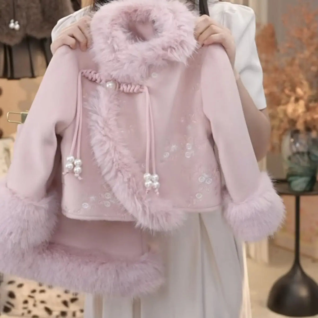 Girls' Winter Embroidery Chinese Style Clothing Set 2026 New Chinese Style Children's Fashion Coat Half Skirt 2-Piece Set LI638