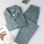 Men's Thin Cotton Pajamas Long Sve Long Pants Two-Piece Set Casual