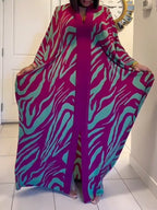 Ramadan Muslim fashion new vacation beach cape cardigan 3D digital printing casual Middle East Dubai robe women's clothing