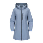Women's Water-Repellent Hooded Windbreaker Casual Loose Solid Long Sleeve Outdoor Sports Trench Coat Spring Autumn Jacket