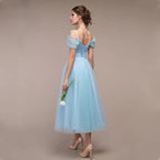 Fashion New Spring Summer Elegant Women V-Neck Backless Dress Lady Wedding Clothing A-Line MeshLong Skirt Girl Party Gift Dr1