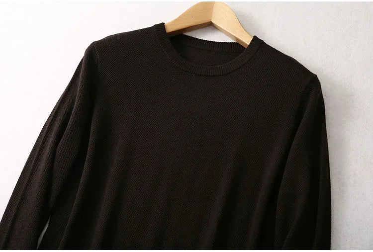 Men Sweater 85% Mulberry Silk 15% Cashmere Solid Colors Crew Neck everyday Long Sleeve Pullover Warm Top Shirt L XL XXL LY047