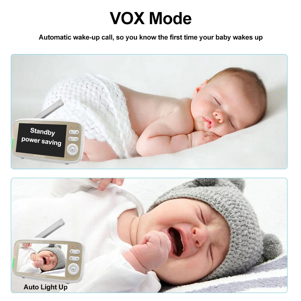 5 Inch Baby Monitor 3x Zoom PTZ Cam APP+monitor Dual Control WIFI Electronic Baby Sitter Two Way Audio Night Vision Baby Phone