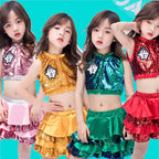 Children's Jazz Performance Costume Sequins Girls' Modern Dance Cheerleading Kindergarten Performance Costume Girls' Dance Skirt