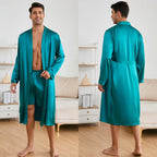 Male Robe Long-Sleeve Loose Bathrobe With Shorts Set Kimono For Man Autumn Comfortable Male Sleepwear