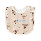090B Baby Feeding Drool Bib Sweet Print Saliva Towel Soft Cotton Button Burp Cloth for Newborn Toddler Shower Gifts