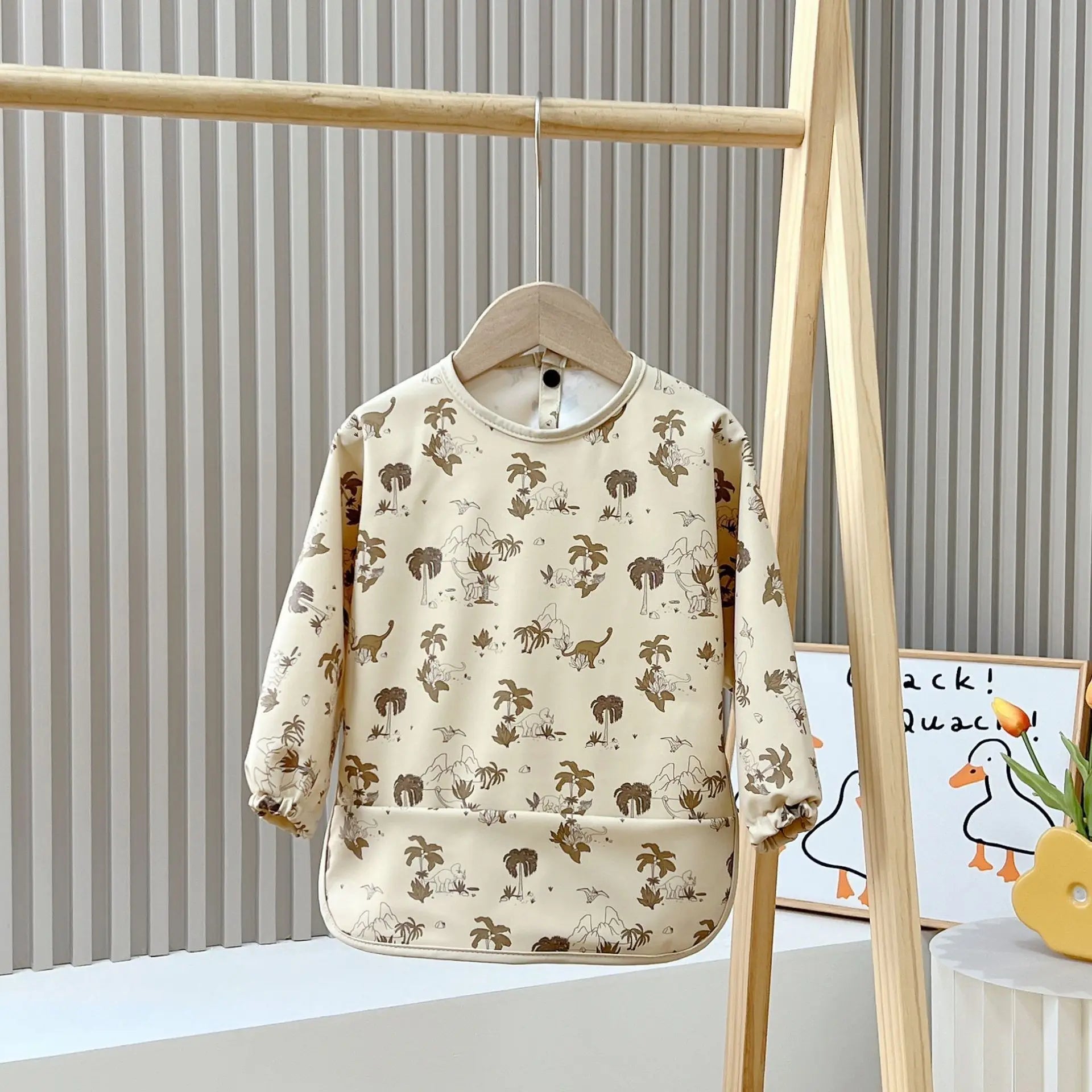 2025New Solid Color Painting Smock Baby's Soft Waterproof Long Sleeve Art Smock Feeding Bib Apron for Kids Accessories