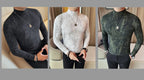 Men Tie-Dye Long-Sleeve T-Shirt | Half-High Collar Base Layer Trendy Versatile Casual Wear 95% Cotton Breathable  Sweat-wicking