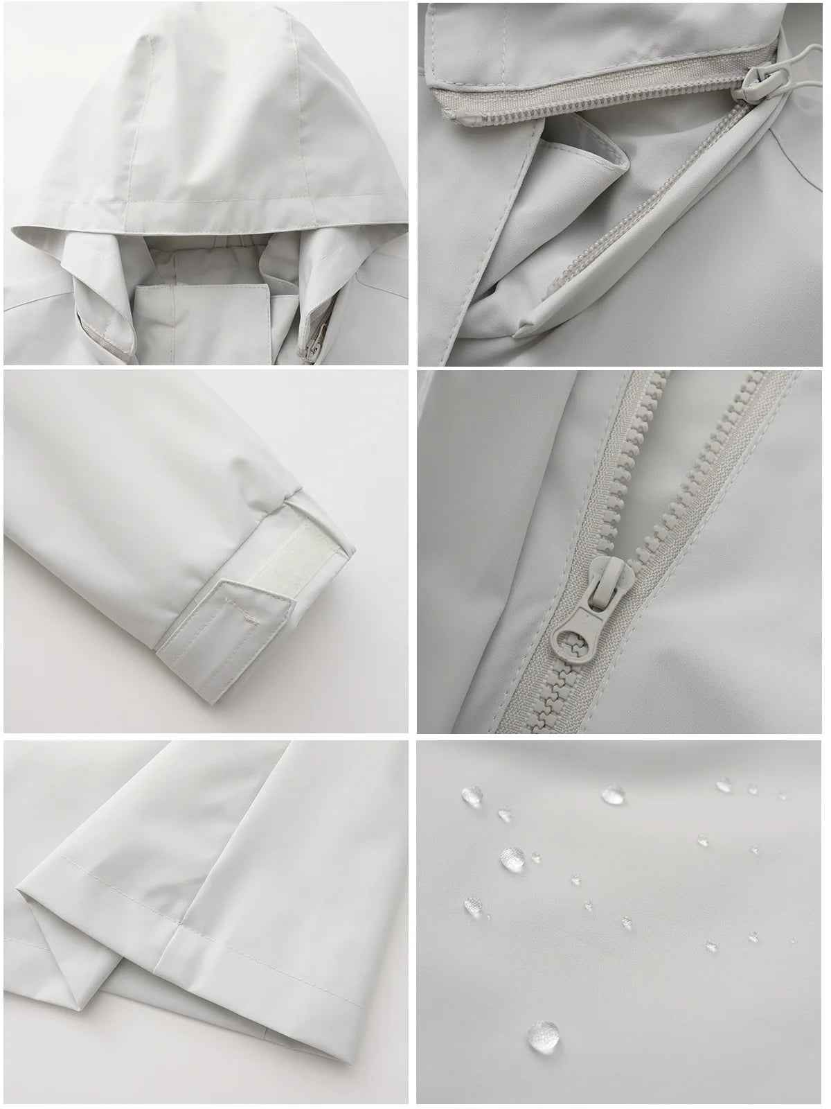 Spring Autumn Women's Solid Color Long Sleeve Lightweight Trench Coat with Detachable Hood Water-Repellent Windbreaker