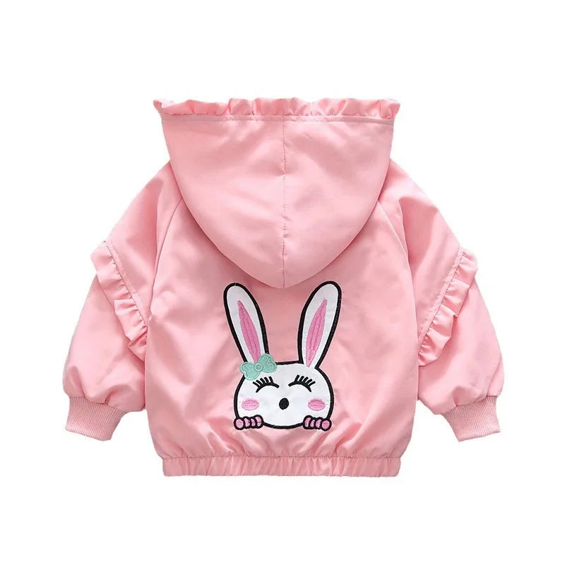 Girls Hooded Jacket Fashion Spring Autumn Long Sleeve Outwear Coat Kids Cartoon rabbit Coat Children Clothing 1 2 3 4 5 6 Years